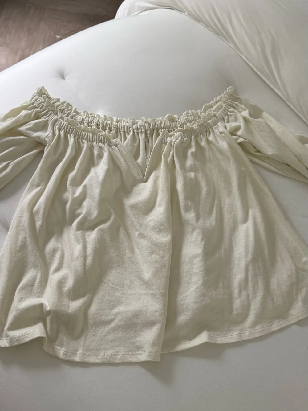 Anthropologie Cream Off-Shoulder Ruffle Blouse